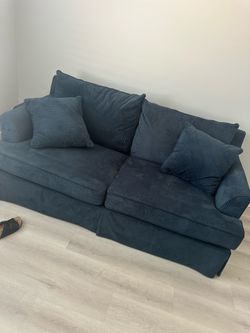 Blue sleeper sofa full size corduroy material
