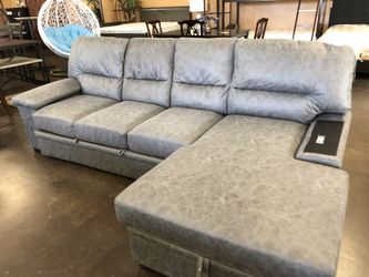Microsuede sofa bed sectional with a storage chaise