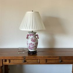 Raspberry Red Chinoiserie Vase Lamp