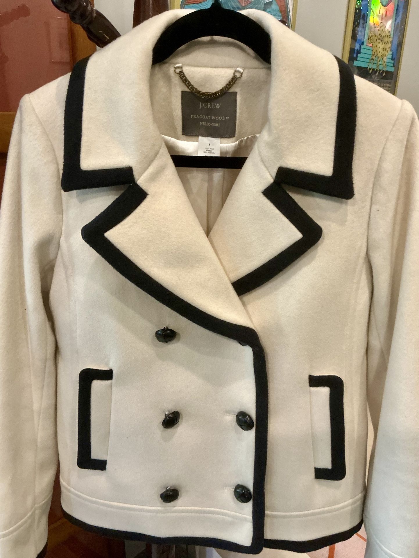 NWOT J. CREW RARE NELLO GORI White WOOL PEACOAT SIZE 8