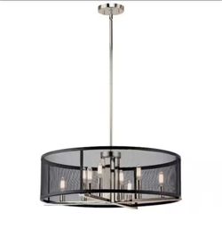 🔥KICHLER Titus 25” 8-Light Polished Nickel Contemporary Candle Drum Chandelier