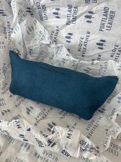 Portland Leather Goods Teal Leather Zipper Pouch
