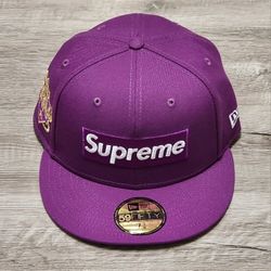 SUPREME CHAMPIONSHIP BOX LOGO NEW ERA PURPLE SS25 SZ 7 3/8 NWT'S 