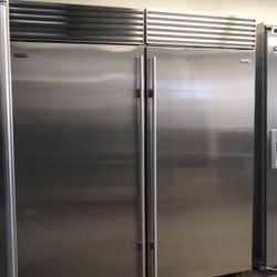 Sub Zero 72”Wide Stainless Steel Side By Side Built In Refrigerators Columns 