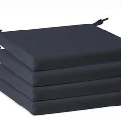 Outdoor Dining Square Patio Chair Seat Cushions with Ties, 20 in. x 18 in. x 2.5 in., Navy Blue