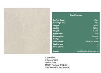 Daltile Ironcraft - Phosphor White 24x24  Tile