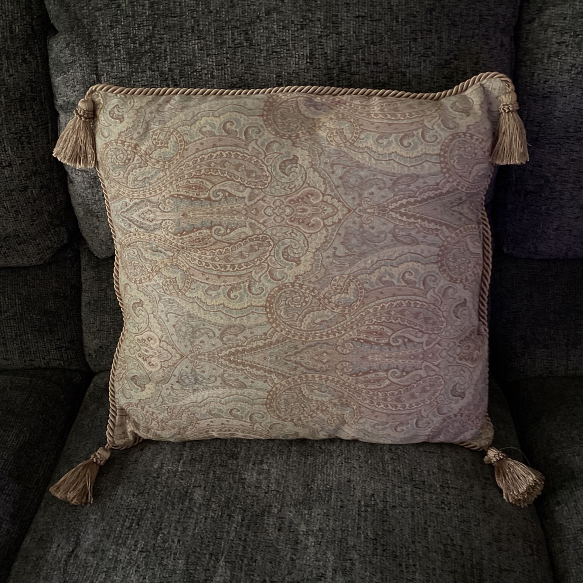 Pillow Gray Beige And Turquoise
