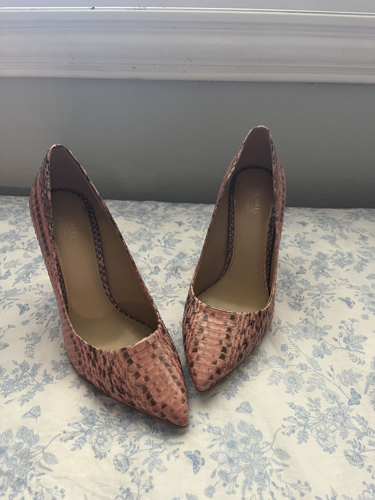 Real Snakeskin Michael Kors Heels Pink
