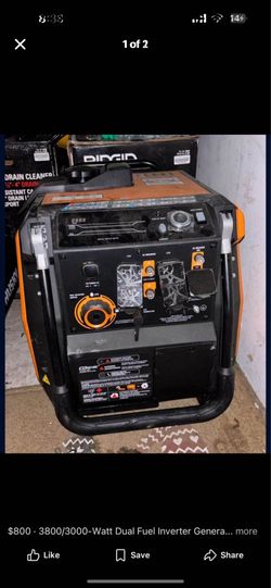 3800/3000-Watt Dual Fuel Inverter Generator, Fully Enclosed Case and Easy-To-Use Electric Start with