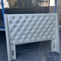 White Diamond  Studded Headboard 