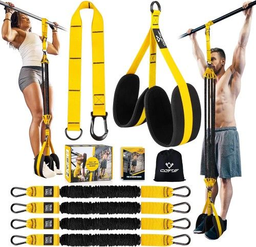 Heavy-Duty Pull Up Resistance Bands with Adjustable Resistance & Height, Dual Stable Foot Support Pedals, Assist Beginners in Pull Up Workout
