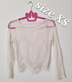 White Lace Long Sleeve Top Size XS
