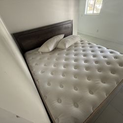 Wood Queen Size Bed Frame + Mattress  