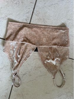 Beige / Tan suede crop top