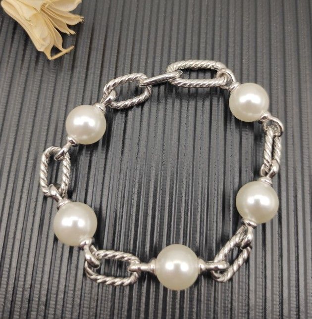 David Yaman Silver Madison Pearl Bracelet