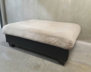 Micro-suede ottoman with leather base