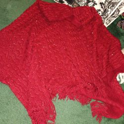 Shawl: Red and Glittery Pull Over Just Jamie Shawl 