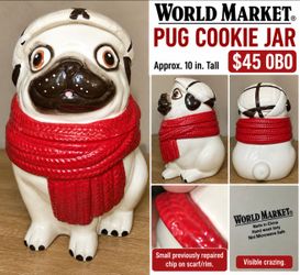 World Market Pug Cookie Jar – $45 OBO