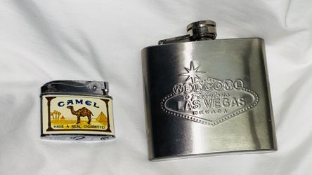 Camel Lighter And Las Vegas Flask