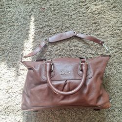 COACH Ashley Convertible Satchel (Brown Leather) 