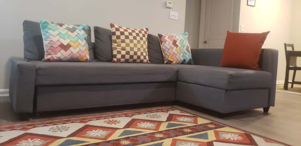 Sleeper sectional,3 seat w/storage, Skiftebo dark gray Sofa