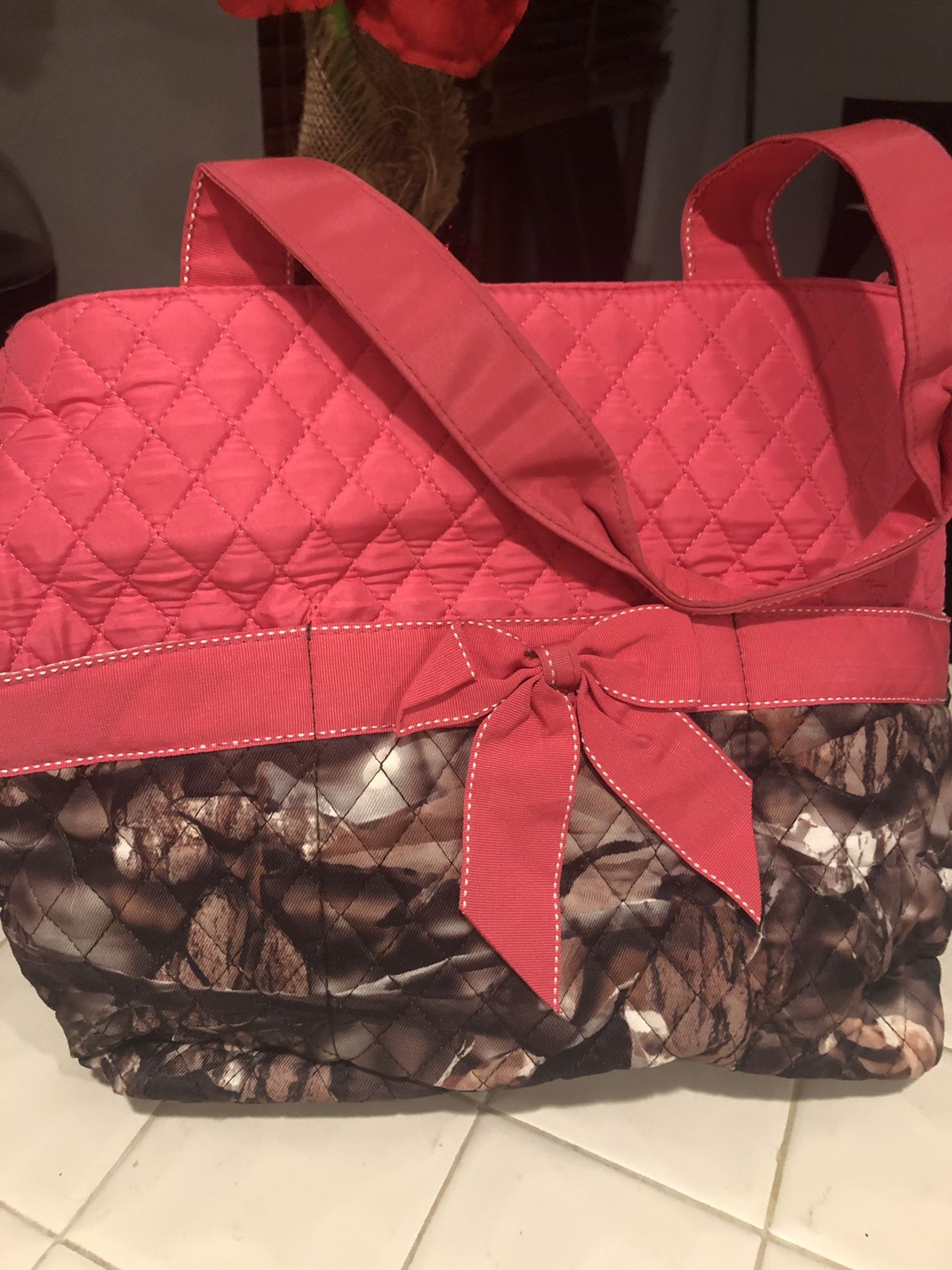 Pink Camo diaper baby bag tote