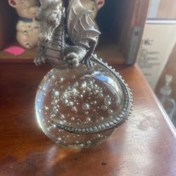Dragon On Crystal Ball Paperweight 