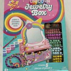 Just My Style Paint Your Own Wooden Unicorn Jewelry Box & Bead Set