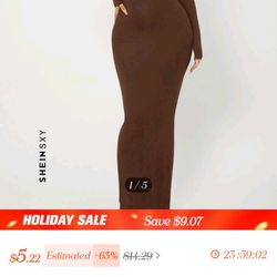 Chocolate Brown Solid Maxi Bodycon Dress