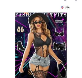 Women Lingerie Fishnet Bodysuit Mesh Body Stockings Rave outfits