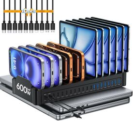 20-Port 600W Moezuti Charging Station for Multiple Devices with 10 Cables