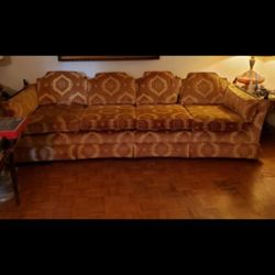 Vintage gold velvet couch With Matching Chairs 