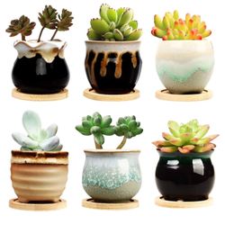 Brajttt 2.5 Inch Succulent Pot with Drainage,Planting/Flower Pots,Small Planter for Mini Plant Ceramic Flowing Glaze Base Serial Set with Holes