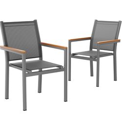 Stackable Patio Chairs Set of 2, Aluminum Dining Chair with Textilene Fabric