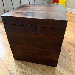 Crate & Barrel Taka Wood Side Table And Storage 