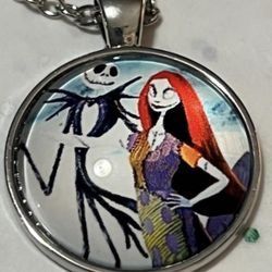 NIGHTMARE BEFORE CHRISTMAS JACK AND SALLY NECKLACE BRACELET EARRING SET 