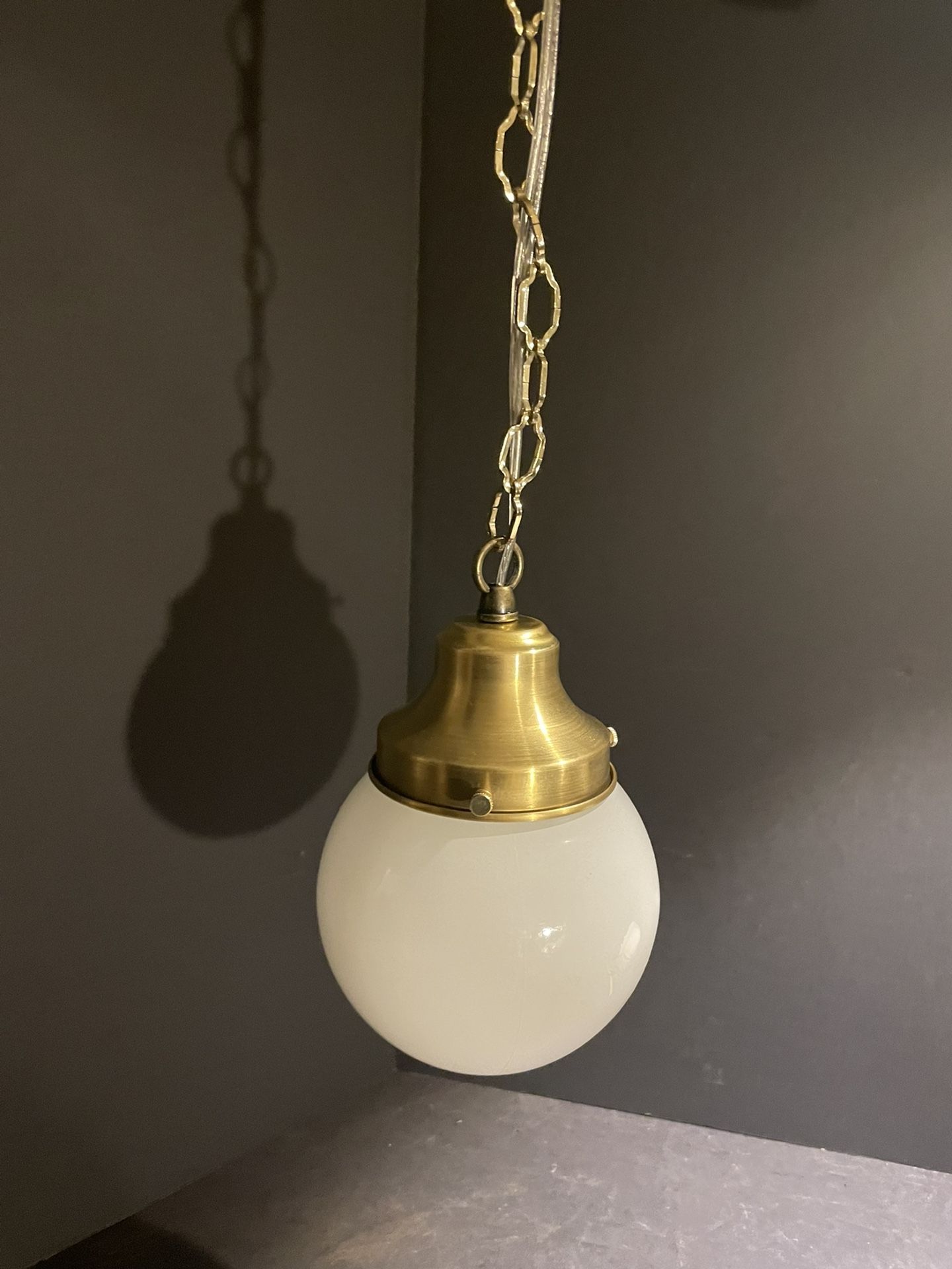 Vintage Small Swag White Globe Hanging Light