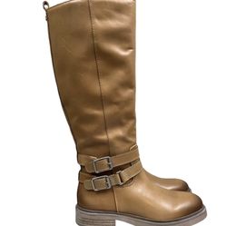 Sam Edelman Freda Boots Tall Leather Riding Boots Buckle Strap Tan Women Size 6