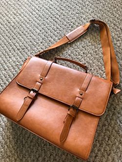 Brown Leather Messenger Bag with Shoulder Strap