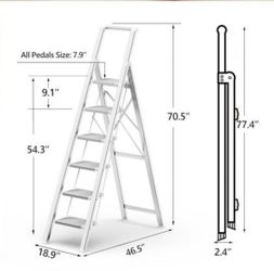 6 Steps Ladder Lightweight White
