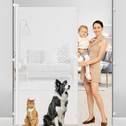 Heelababy 72 Inch Extra Tall Retractable Baby Gates for Doorways 55 Inch Wide Extra Tall Pet Gate Indoor Cat Barrier 6 Foot Wall Mounted Baby Gates fo