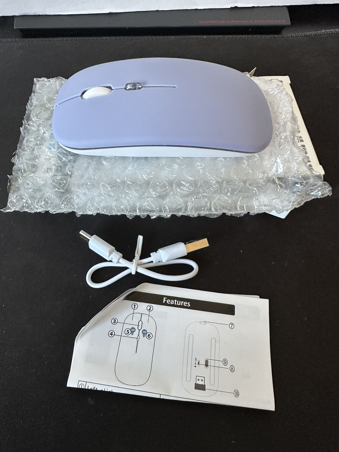 LED Wireless Mouse, Slim Silent Dual-Mode 2.4G+BT Rechargable 7-Color Mouse Portable Mobile Optical Office Mouse with USB Receiver, 3 Adjustable Level