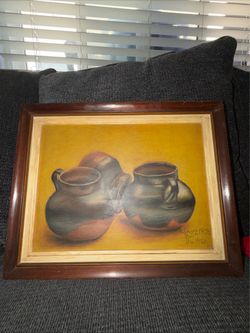 Dragobert Moro Del Real Jarritos Still Life Pastel Painting Framed 1969