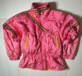 Pre Owned Good Last Photo  I have not tried to remove mark Kaelin Classic VTG Ski Snow Jacket  Hot Pink Orange  Women  Size 8