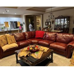 Beautiful Deep Red Real Leather Couch 