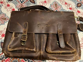 Brown distressed messenger bag