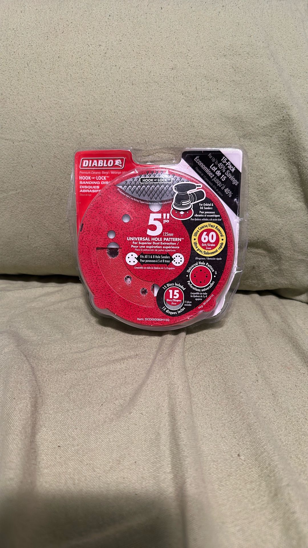 Diablo 5 in. 80-Grit Hook and Lock ROS Sanding Discs