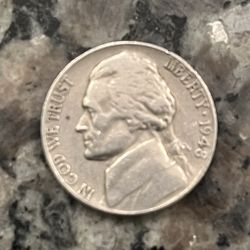 1948 Nickel No Mint Error In Excellent Condition 