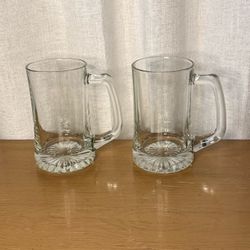 Vintage Luminarc Heavy Glass Beer Mugs • Made in France • A Pair