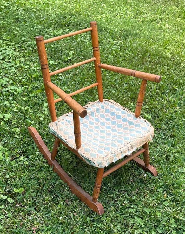 Vintage Kids Wooden Colonial Rocking Chair